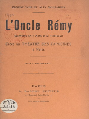 cover image of L'oncle Rémy